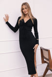 Irene Long Sleeve Midi Dress Black