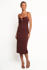 Ashy Midi Dress Brown