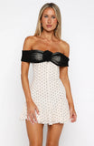 Bliss Mode Mini Dress Cream Black Polka Dot