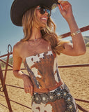 Prairie Rodeo Cow Print Tube Top