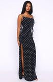 Love Blossoms Maxi Dress Black White Polka Dot