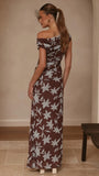 Nova Maxi Dress Chocolate Blue Print