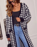 Chill Edit Houndstooth Longline Cardigan