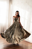 Naira Pleated Maxi Dress Gold