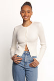 Searie Ribbed Cardigan Top Cream