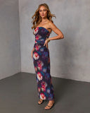 Petal Soft Floral Watercolor Mesh Maxi Dress
