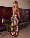 When In Bloom Printed Lace Trim Maxi Dress