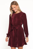Joy Plisse Mini Dress Burgundy