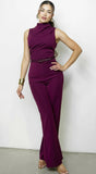 Rhen Asymmetric Draped Jumpsuit Berry