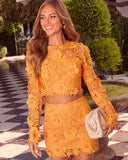 Peachy Palms Lace Crop Top