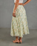 Adilene Pleated Floral Print Midi Skirt