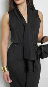 Eclisse Front Tie Jumpsuit Black
