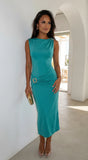 Seranova Ring Detail Midi Dress Teal Green