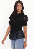 Adeline Peplum Top Black