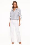 Floriana Tie Sleeve Shirt Blue Stripe