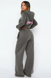 Down For Whatever Wide Leg Sweatpants Charcoal Wash