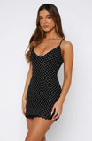 Good Luck Babe Mini Dress Black White Polka Dot