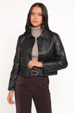Hope Crop Faux Leather Jacket Black