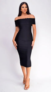 Simona Black Off Shoulder Bandage Dress