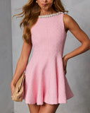 Light Shift Embellished Tweed Mini Dress