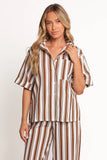 Thalia Short Sleeve Shirt Chocolate Stripe