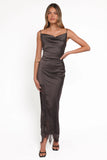 Jeneva Lace Midi Dress Brown