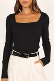 Shani Ribbed Knit Top Black