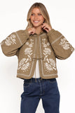 Vako Quilted Embroidered Jacket Olive