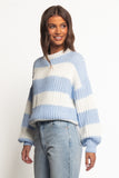 Courtney Thick Stripe Knit Sweater Blue Cream