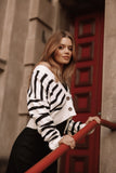 Kallen Button Front Striped Cardigan Cream Black