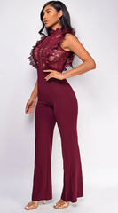 Vanna Crochet Flared leg Jumpsuit Wine