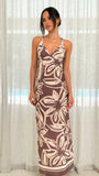 Briana Halter Maxi Dress Chocolate Floral