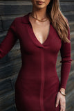 Collins Long Sleeve Midi Dress Wine