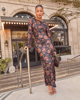 Fallen Leaves Printed Maxi Dress