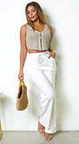 One Take Crop Knit Cardigan Vest Top Taupe