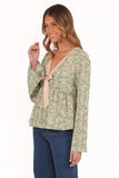 Reeva Long Sleeve Top Green Floral