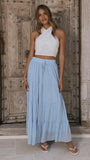 Cartier Tiered Maxi Skirt Blue