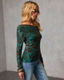 Ashen Lark Flocked Off The Shoulder Top