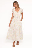Katana Puff Sleeve Midi Dress Floral