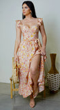 Valeria Corset Ruffle Midi Dress Sunset Floral