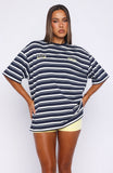 Verano Sixteen Viola Oversized Tee Navy Stripe