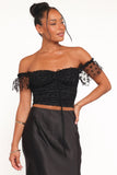 Aster Off Shoulder Mesh Top Black