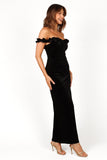 Celeste Off Shoulder Velvet Maxi Dress Black