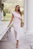 Eliya One Shoulder Frill Maxi Dress Ballet Pink