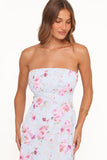 Vegas Strapless Maxi Dress Blue Floral