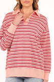 Beau Long Sleeve Jersey Top Pink Stripe