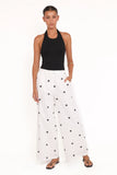 Valora Wide Leg Pant White Black Polka Dot