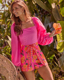 Coasted Ritual Eyelet Balloon Sleeve Top