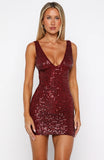 I Believe In You Beaded Mini Dress Wine
