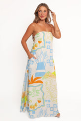 Kaelani Strapless Maxi Dress Multi Print